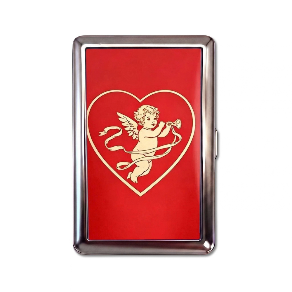 Cupid Stunt metal cardholder — front artwork