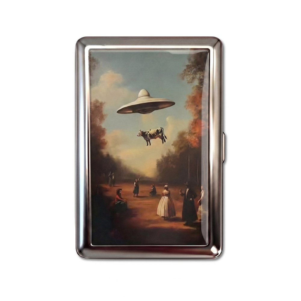 Steak Out metal cardholder — front artwork