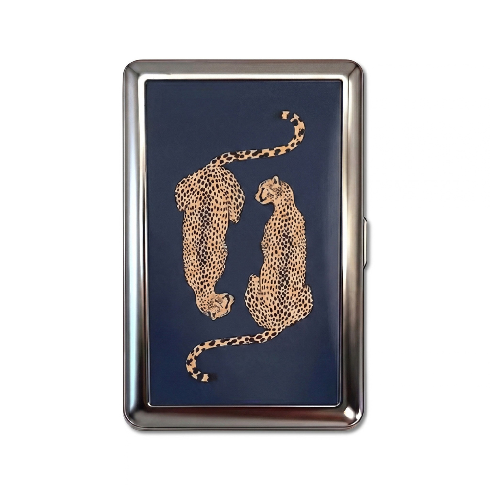 Serial Cheetahs metal cardholder — front artwork